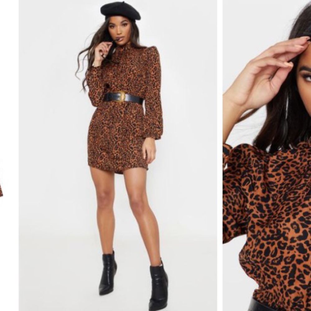 SOLD‼️NWT PrettyLittleThing orange leopard dress - Picture 3 of 7